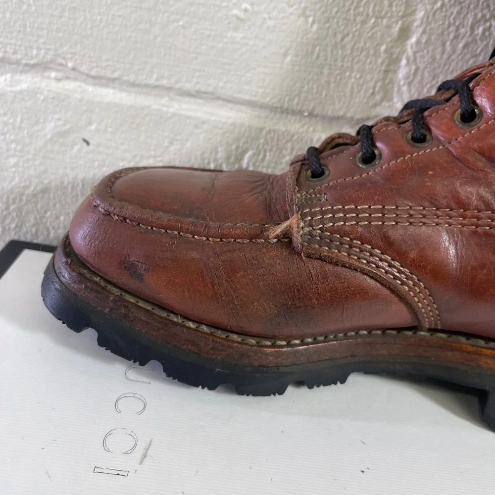 Vintage Thom McAn Insulated Brown Leather Work Ankle Boots Men's Size 7.5 D